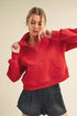 Aemi + Co Funnel Neck Half Zip Sweatshirt Tomato S Sweatshirts