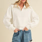 Aemi + Co Funnel Neck Half Zip Sweatshirt WHITE S Sweatshirts