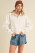 Aemi + Co Funnel Neck Half Zip Sweatshirt WHITE S Sweatshirts