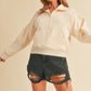 Aemi + Co Funnel Neck Half Zip Sweatshirt CHAMPAGNE S Sweatshirts