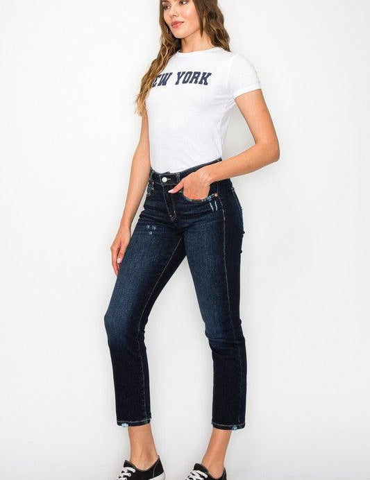 PLUS SIZE - HIGH RISE SKINNY STRAIGHT JEANS