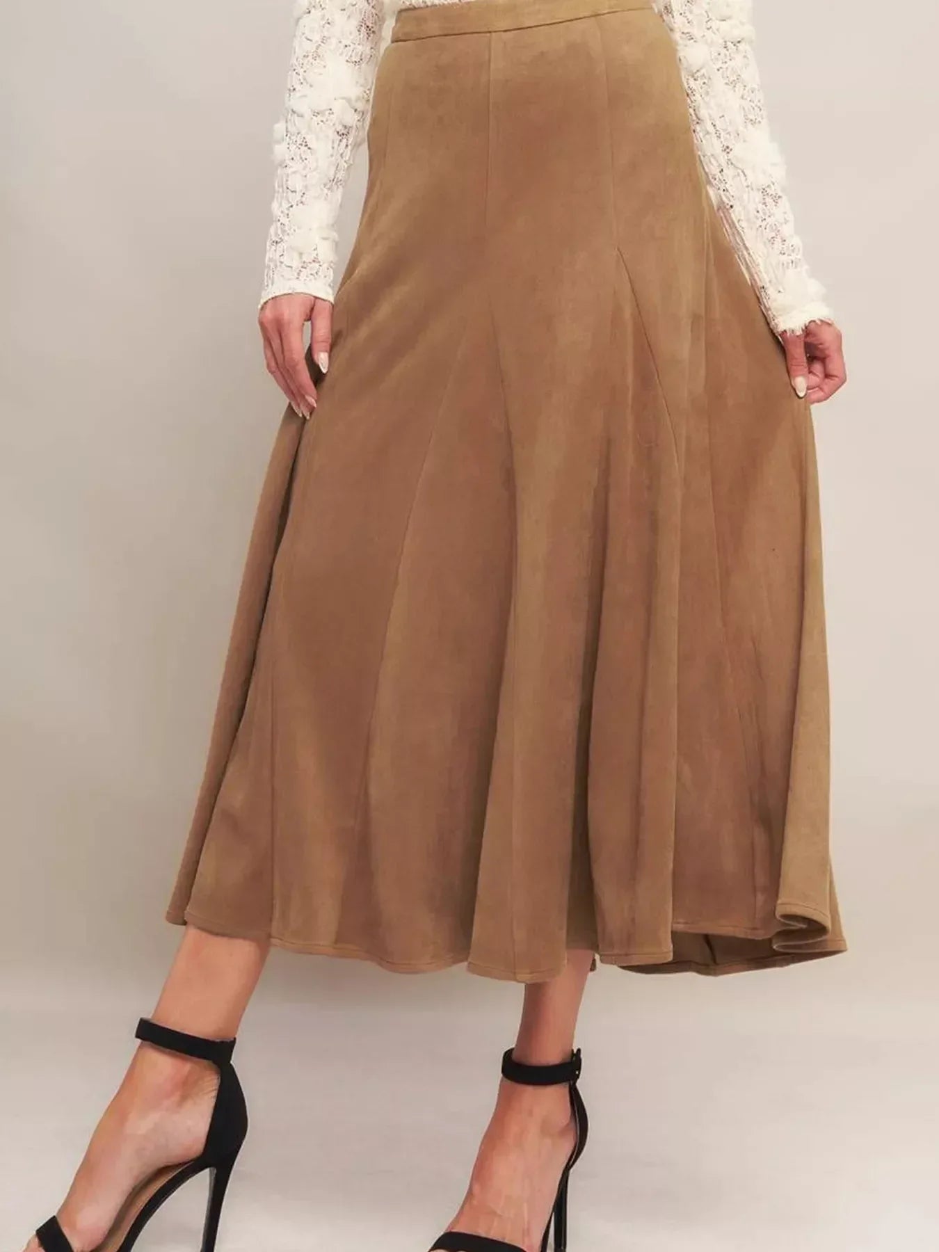 Flowy A-Line Midi Skirt - DAVERRI FASHIONS