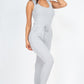 Ribbed Sleeveless Drawstring Jumpsuit Jumpsuits