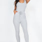 Ribbed Sleeveless Drawstring Jumpsuit Grey Jumpsuits