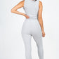 Ribbed Sleeveless Drawstring Jumpsuit Jumpsuits