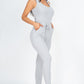 Ribbed Sleeveless Drawstring Jumpsuit Jumpsuits