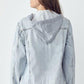 RISEN Full Size Distressed Drawstring Hooded Denim Jacket
