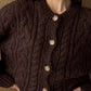 Cable Knit Button-Down Cardigan - DAVERRI FASHIONS