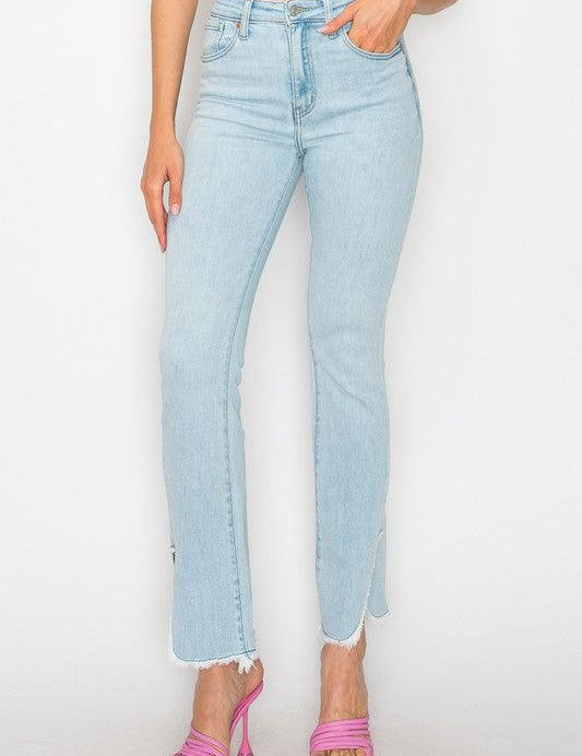 PLUS SIZE - HIGH RISE BOOT CUT JEANS LIGHT STONE WASH