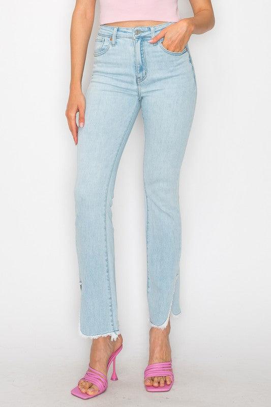 PLUS SIZE - HIGH RISE BOOT CUT JEANS LIGHT STONE WASH