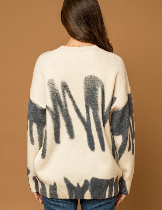 Gilli Long Sleeve Spray Print Sweater Sweaters