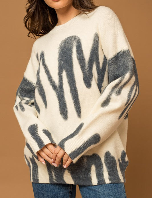 Gilli Long Sleeve Spray Print Sweater Sweaters