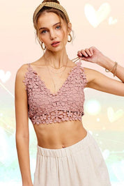 Crochet Lace Bralette Top MAUVE Bralette Tops