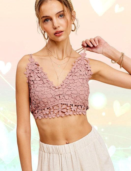 Crochet Lace Bralette Top MAUVE Bralette Tops