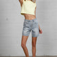 Button Down Raw Hem Denim Shorts Denim Shorts