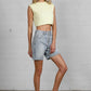 Button Down Raw Hem Denim Shorts Denim Shorts