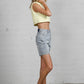 Button Down Raw Hem Denim Shorts Denim Shorts