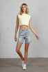 Button Down Raw Hem Denim Shorts MEDIUM Denim Shorts