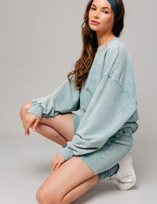 Washed Oversized Pullover Sweatshirt SAGE Sweatshirts