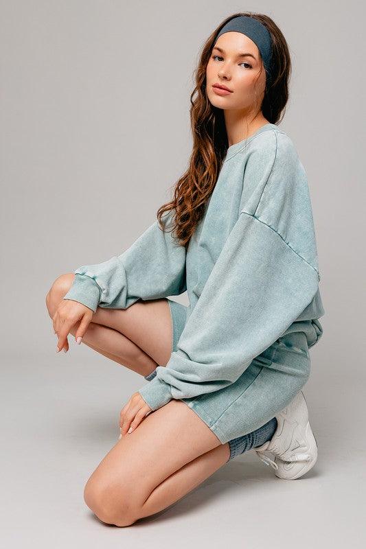 Washed Oversized Pullover Sweatshirt SAGE Sweatshirts