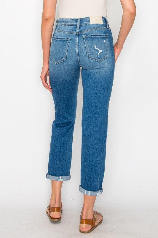 Tapered Leg Stone Wash High Rise Jeans Jeans