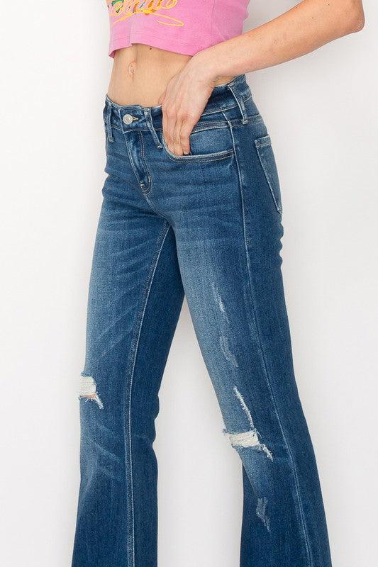 LOW RISE STRETCH VINTAGE FLARE JEANS