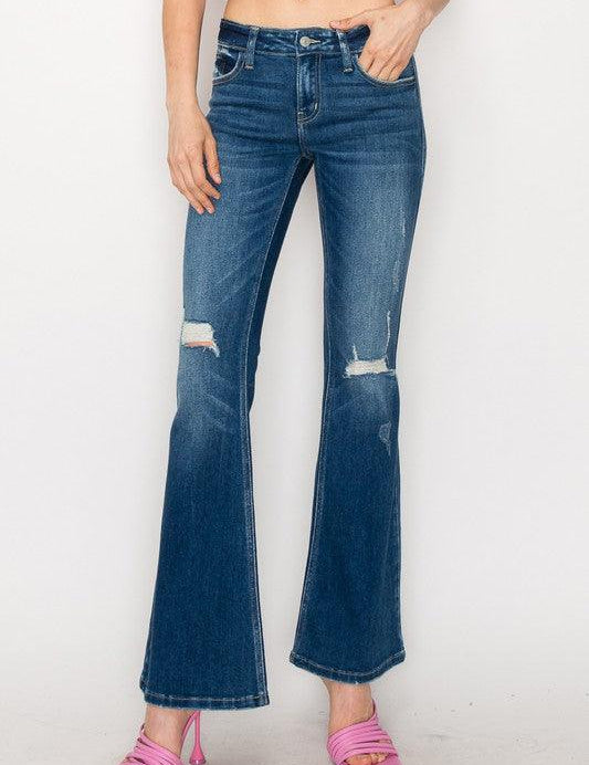 LOW RISE STRETCH VINTAGE FLARE JEANS