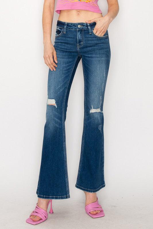 LOW RISE STRETCH VINTAGE FLARE JEANS