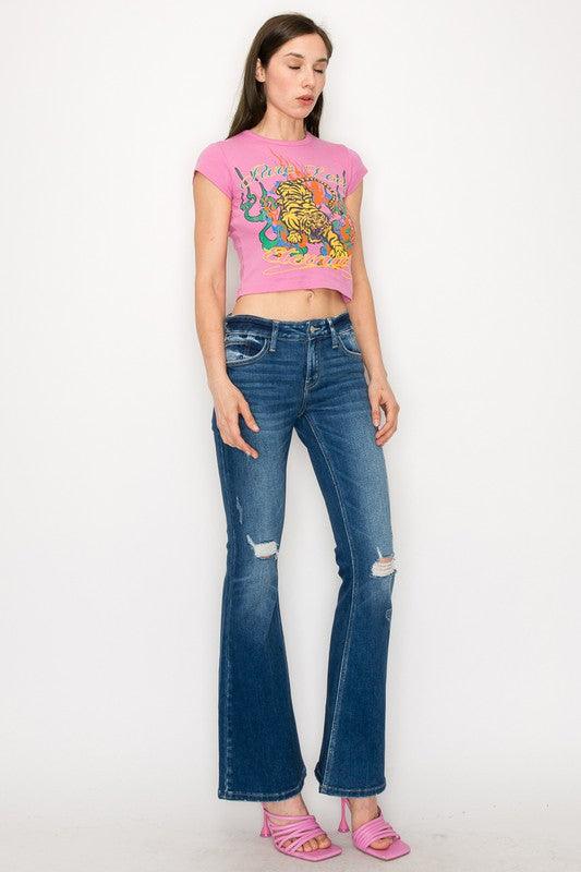 LOW RISE STRETCH VINTAGE FLARE JEANS