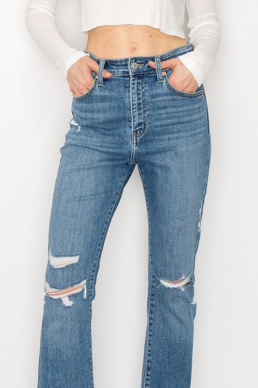 PLUS SIZE - HIGH RISE SKINNY BOOTCUT JEANS