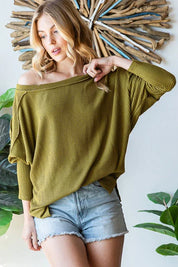 Meet You at the Bookstore Olive Ribbed Long Sleeve | Daverri Fashions