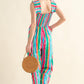 And The Why Full Size Striped Smocked Sleeveless Jumpsuit