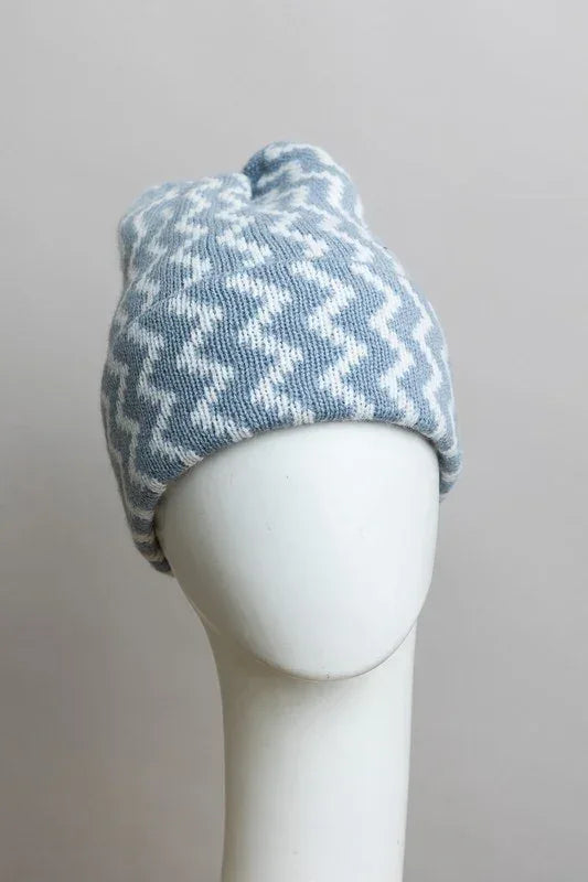 Zigzag Knit Beanie - DAVERRI FASHIONS