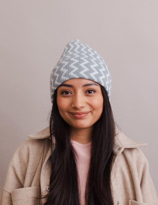 Blue OS Zigzag Knit Beanies | Daverri Fashions
