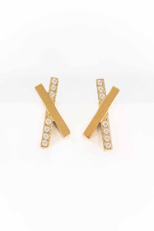 Stainless Steel Criss Cross Stud Earrings Earrings