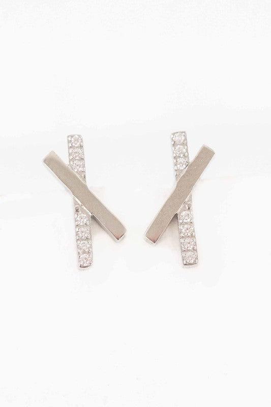 Stainless Steel Criss Cross Stud Earrings Earrings