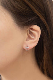 Cross Stud Earrings Silver OS Earrings