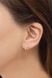 Cross Stud Earrings Gold OS Earrings