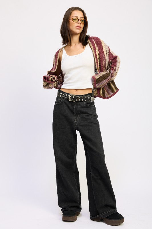 Color Mix Cardigan Top | Cardigans Daverri Fashions