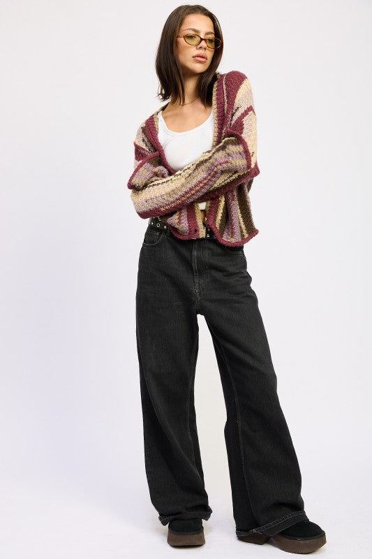 Color Mix Cardigan Top | Cardigans Daverri Fashions
