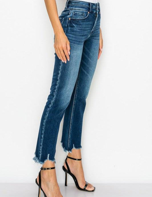 PLUS SIZE - HIGH RISE DOUBLE WAIST BAND JEANS