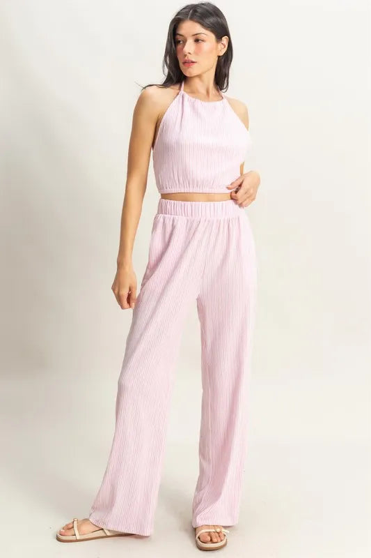 HYFVE Striped Halter Neck Top and Pants Set | Outfit Sets Daverri Fashions