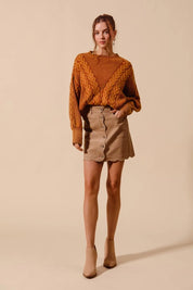 SO ME Scallop Buttoned Front Corduroy Mini Skirt | Skirts Daverri Fashions