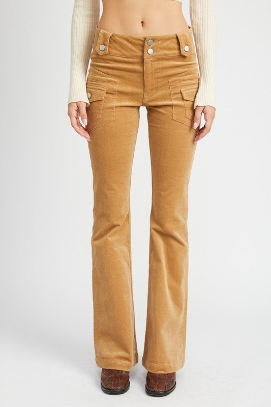 Low Rise Pants w/ Bell Bottoms KHAKI