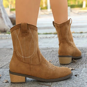 Suede Block Heel Boots | Boots Daverri Fashions