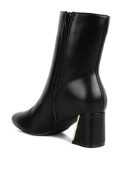 Kaira Metallic Accent Heel High Ankle Boots | Boots Daverri Fashions