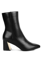 Kaira Metallic Accent Heel High Ankle Boots | Boots Daverri Fashions