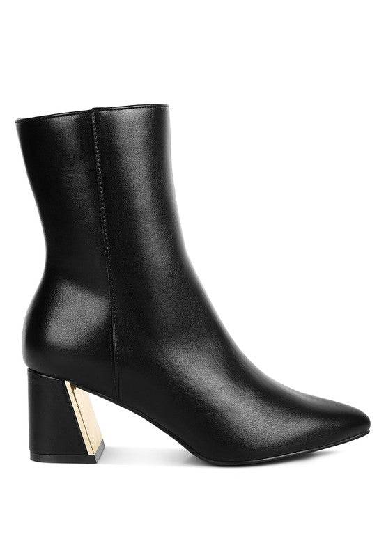 Kaira Metallic Accent Heel High Ankle Boots | Boots Daverri Fashions