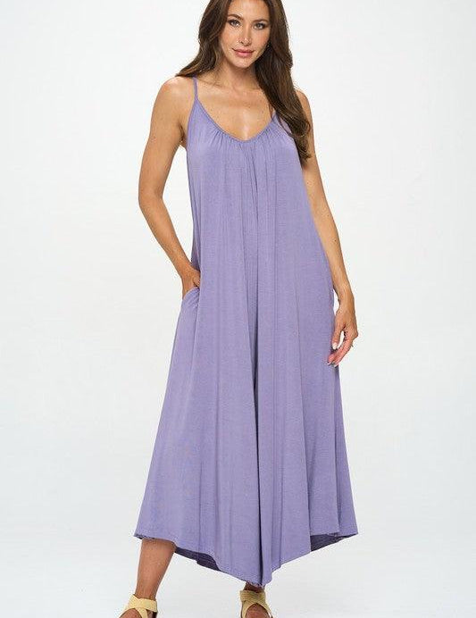 Modal Spandex Soft Knit Jumpsuit Lavender Jumpsuits