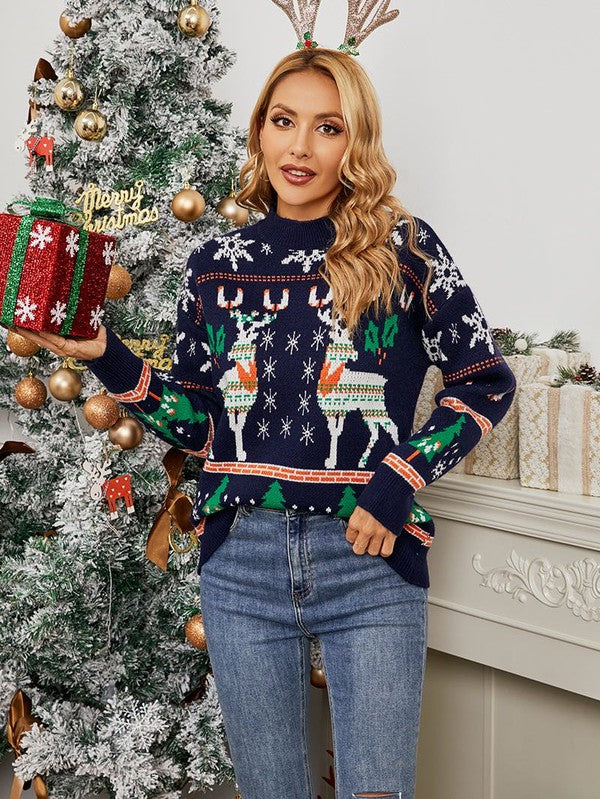 Christmas Knitted Sweater Navy Sweaters